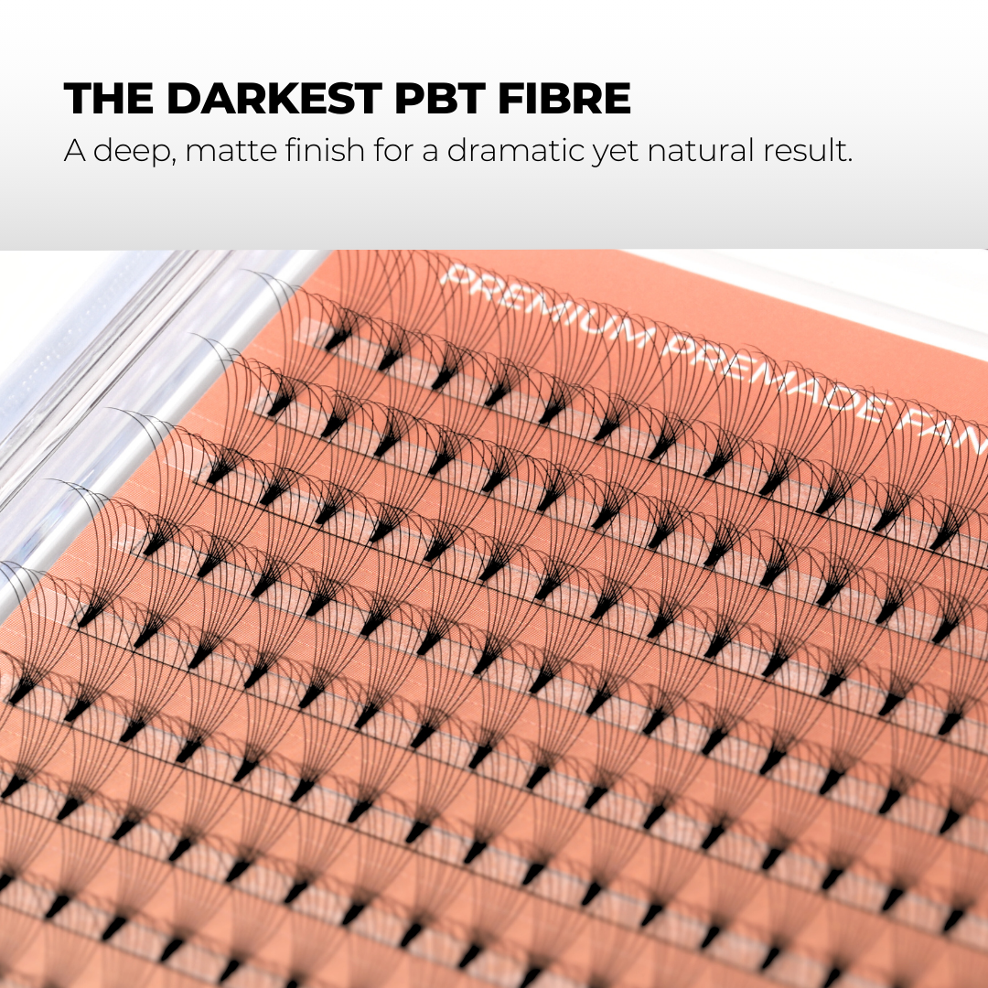 8D Premade Volume Fans Ultra Dark Long Stem