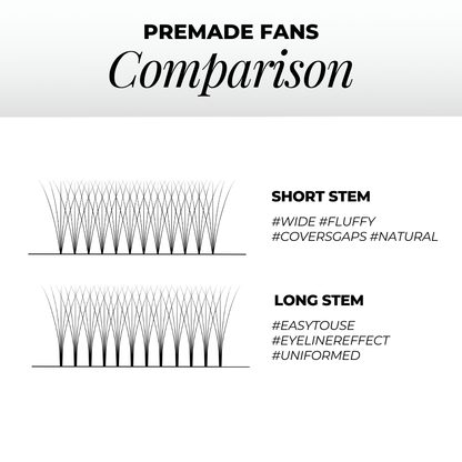 10D Premade Volume Fans Ultra Dark Short Stem