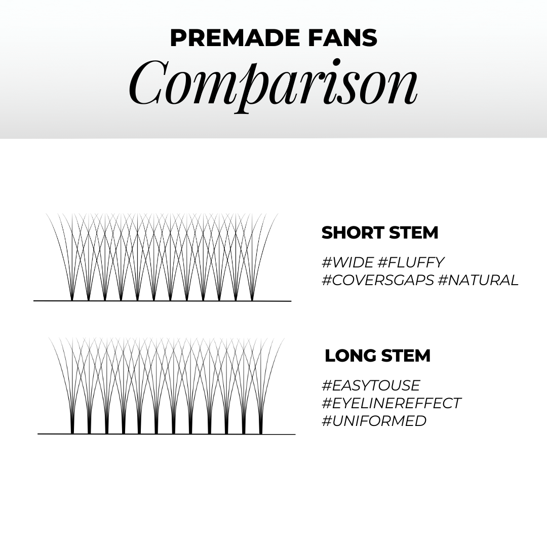 3D Premade Volume Fans Ultra Dark Long Stem