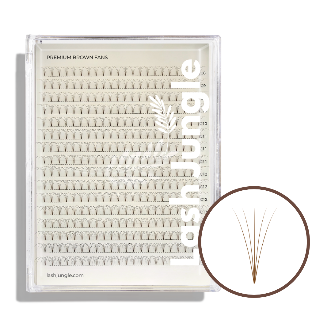 5D Brown Premade Volume Fans Short Stem