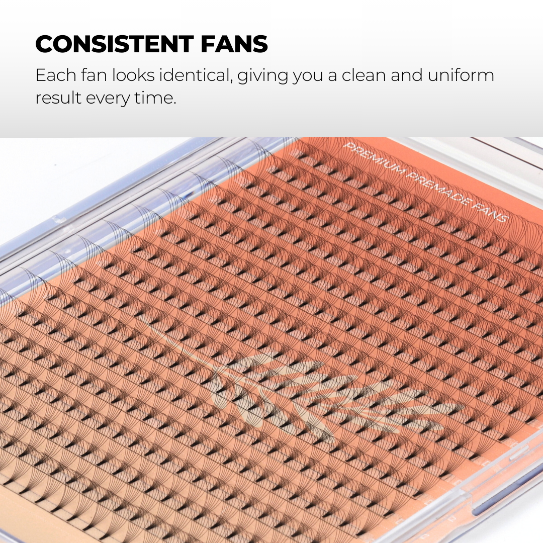 8D Premade Volume Fans Ultra Dark Short Stem