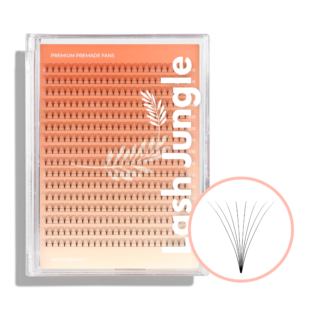 8D Premade Volume Fans Ultra Dark Short Stem