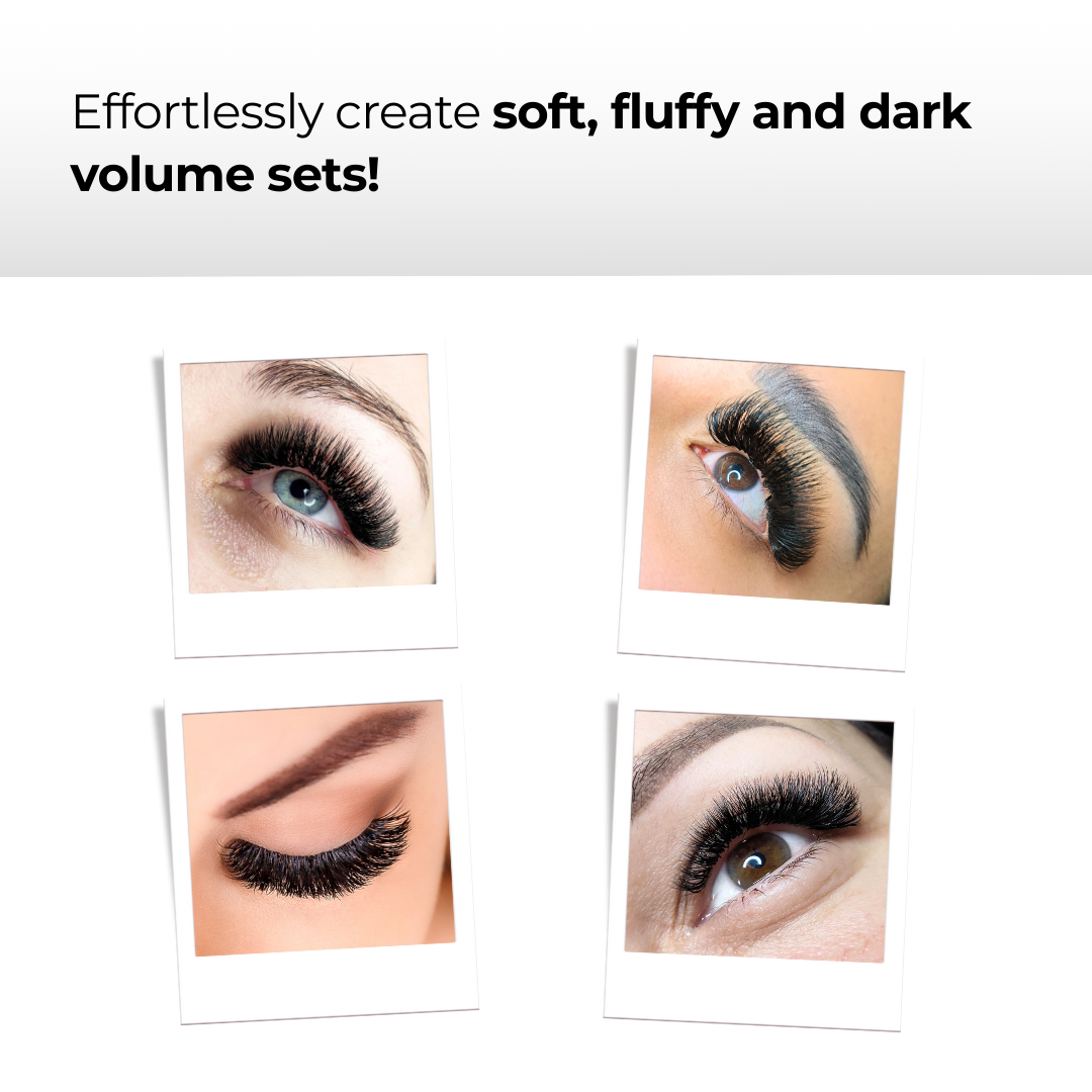 8D Premade Volume Fans Ultra Dark Short Stem