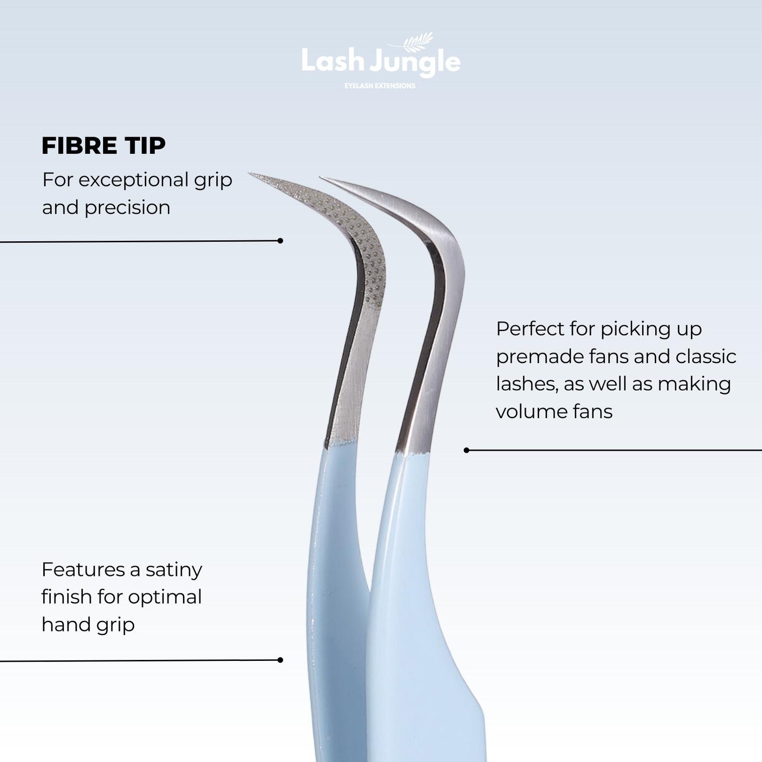 M Curve Fibre Tip Lash Tweezers - Blue for Eyelash Extensions