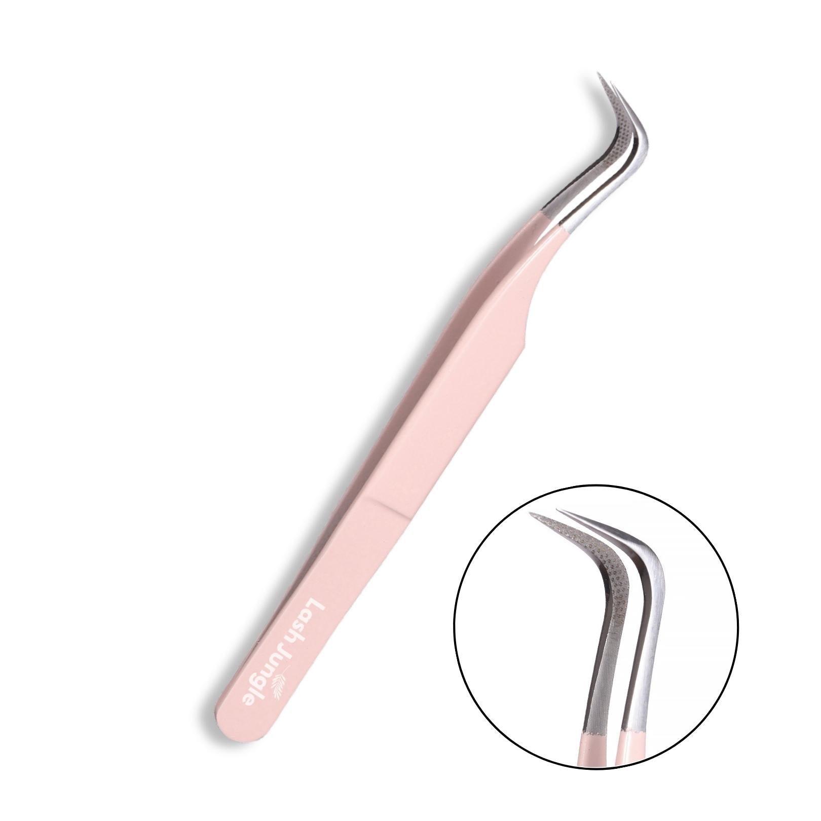 M Curve Fibre Tip Lash Tweezers - Pink for Eyelash Extensions