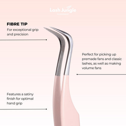 M Curve Fibre Tip Lash Tweezers - Pink for Eyelash Extensions