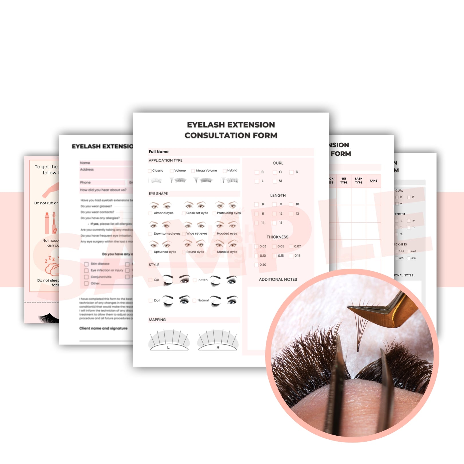 Eyelash extension client intake form digital downloadable