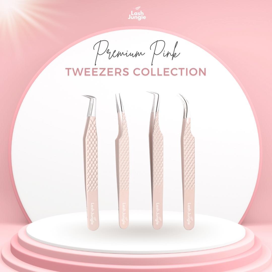 Premium Pink Tweezers for Eyelash Extensions