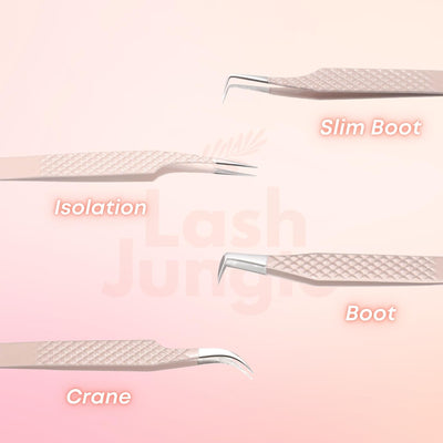 Pink Tweezers Pack Bundle for eyelash extensions